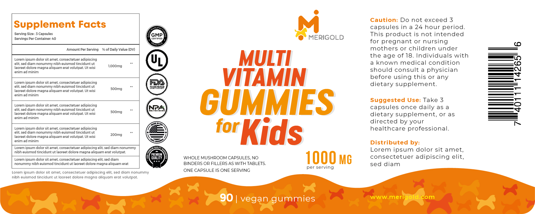 Kids product label
