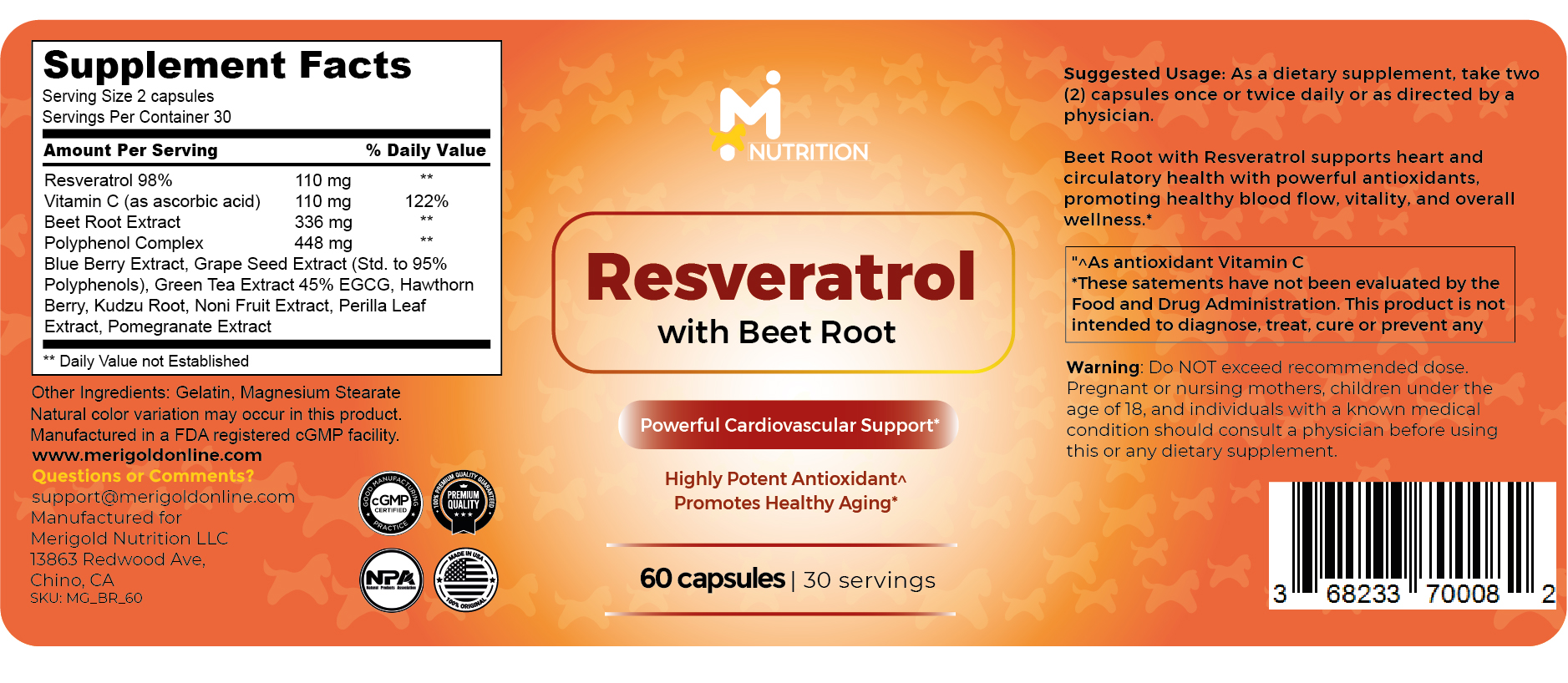 Resveratrol label